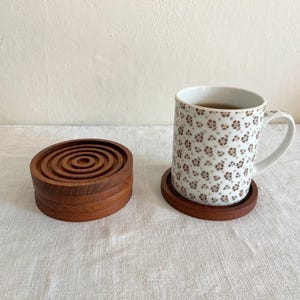 Vintage Teak Wood Coasters, Set of 5