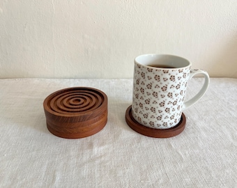 Vintage Teak Wood Coasters, Set of 5