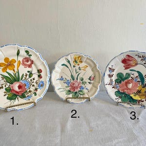 Vintage Italian Ceramic Handpainted Floral Plate, Italy Renaissance Revival Faience Majolica Pottery Plates