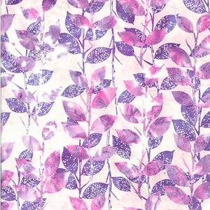 Hoffman California Bali Batiks Xray Leaves Lily Y2396 352f, Blender, Hand-dyed in Bali, 100% cotton, Cut to Order, Great for Quilting