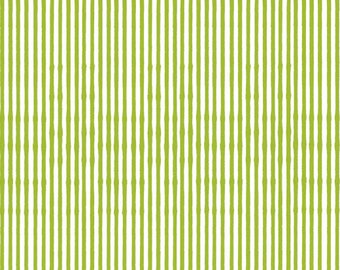 Lazy Stripe Green from Loralie Designs Whimsical crooked green strips on white, Quilting cotton 100% cotton