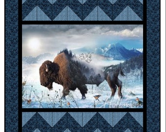 Wilderness Quilt Pattern, 52" x 63.5", Skill Level: Advanced Beginner, Great for Panels that measure at least 29.5 x 40.5