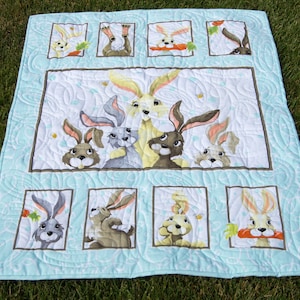 Harold the Hare Bright & Cheerful Toddler or Baby Boys or Girls Minky Blanket Quilt Toddler Birthday Gift, Holidays or Baby Shower, Pastels