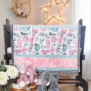 Lion Around Pink MINKY KIT from Shannon Fabrics, Great for Baby or Toddler Girls, Baby Shower Gift, Minky Blanket All Fabric Included