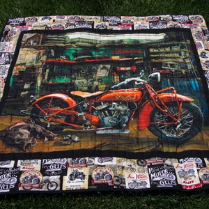 Do you love Motorcycles What a great Wedding, Birthday, or Anniversary Gift for Mom, Dad, or Teens Enjoy the Ride 51 x 51 Minky Quilt image 1