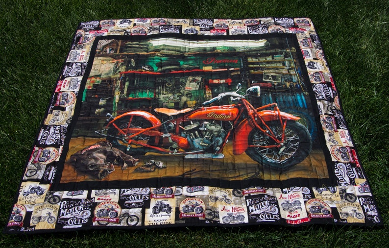 Do you love Motorcycles What a great Wedding, Birthday, or Anniversary Gift for Mom, Dad, or Teens Enjoy the Ride 51 x 51 Minky Quilt image 1