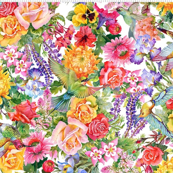 Garden Floral Decoupage Allover 3DC-1 Floral Print by Jason Yenter for In the Beginning Fabrics, Digital Print, Quilting Cotton Active