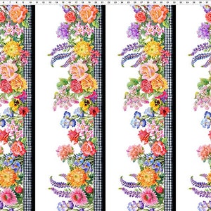 Garden Floral Decoupage Border 2DC-1 Floral Print by Jason Yenter for In the Beginning Fabrics, Digital Print, Quilting Cotton Active