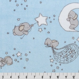 Shannon Sweet Melody Designs Minky Cuddle Elephant Dream Big Baby Blue Fabric, Baby Blankets, Cut to Order 3 mm Pile So Soft and So Cute!