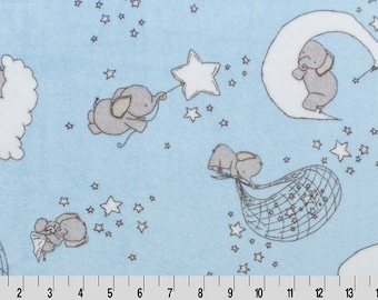Tela Minky Cuddle Elephant Dream Big Baby Blue de Shannon Sweet Melody Designs, mantas para bebé, cortadas a pedido, pelo de 3 mm, ¡tan suave y tan linda!
