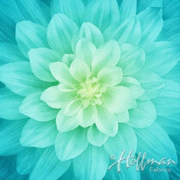 Stunning Dream Big Tidepool Dahlia Hoffman Spectrum Digital Print, Beautiful Dahlia Fabric Panel, Quilting Cotton