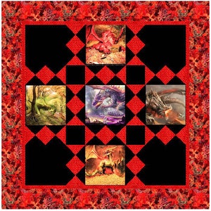 4 Corners Quilt Pattern, Perfect for Large Print Fabrics or Panels with Large squares, very versatile, Skill Level: Intermediate Advanced