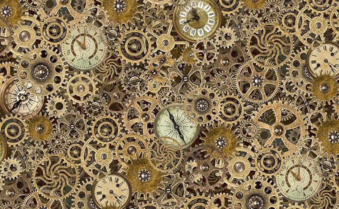 Steampunk Gold Gears and Clocks by Jason Yenter for in the Beginning ...