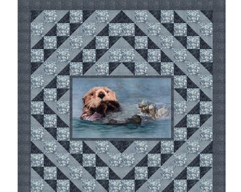 Call of the Wild Otter Quilt Pattern, 80.5" x 85.5",Skill Level: Advanced/Beginner, Panel Quilt Pattern