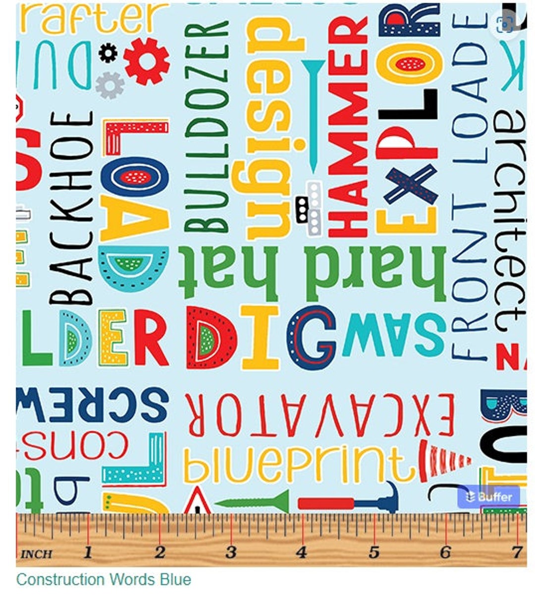 Little Builder Construction Words on Blue, Designed by Nicole Decamp ...