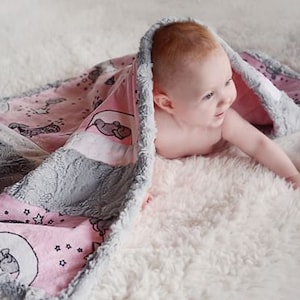 Lullaby Lucky Star Blush  MINKY KIT from Shannon Fabrics, Great for Baby or Toddler Girl, Baby Shower Gift, Newborn Minky Blanket