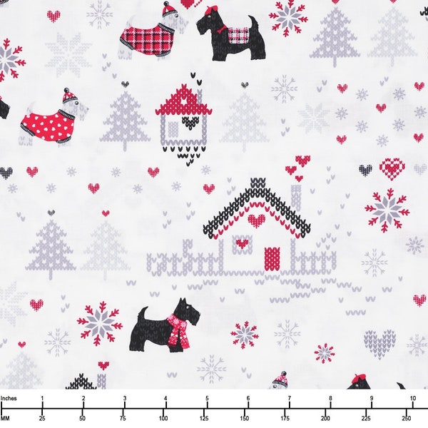 Snow in Love on White from the Knit & Caboodle Collection by Kanvas for Benartex Quilting Cotton Great for Quilts, Apparel, and Masks