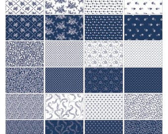 24 FQer Bundle from the Classic Keepsake in Blue Collection by Benartex Fabrics, Cotton Quilting, Apparel, home decor