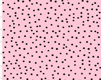 Pink & Black Polka Dot Fabric - Etsy