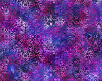 Impressions 5JYS-3 Magenta Small Mosaic from In the Beginning Fabrics, Vibrant Colors, Magenta Purple Hues, Digitally Printed