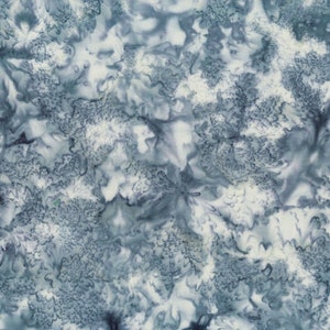 Hoffman California 1895-622 Cool Gray, Frosted White Blue Gray, Blender, Hand-dyed in Bali, 100% cotton, Cut to Order, Great for Quilting