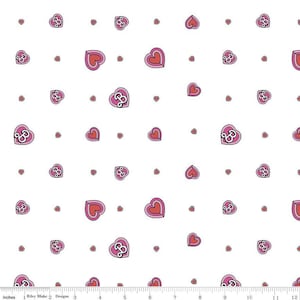 PRICED to MOVE BTY Malibu Barbie Hearts White by Mattel for Riley Blake Design Fabric Quilting Cotton Great for Quilts, Apparel, and Masks