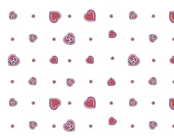 PRECIO DE LIQUIDACIÓN POR 1 MTY Malibu Barbie Hearts Blanco de Mattel para Riley Blake Design Tela de algodón para acolchado Ideal para colchas, prendas de vestir y mascarillas