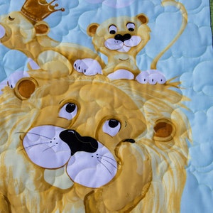 Medium Green Lyon the Lion Crib Quilt or Play Mat, Great for Baby Shower or Birthday, Baby Boy, Gift Idea 35 x 42 image 5