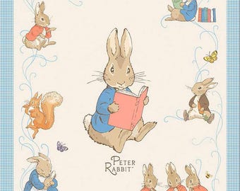 Panel de Peter Rabbit ~36" x 43" Con licencia de Riley Blake, cortado a pedido, algodón para acolchado. Excelente impresión para regalos de baby shower, acolchado, costura.