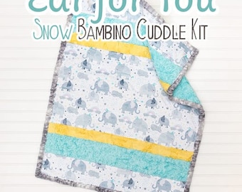 Bambino Cuddle® Kit Ear for You Snow Happy MINKY KIT from Shannon Fabrics, Great for Baby or Toddler Girl or Boy, Baby Shower Gift, Newborn