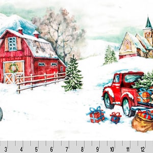 LAST PIECE 65 x WOF Tis&#39; the Season Digital Cuddle® Snow Minky Cuddle Quilt backing, Holiday Season, Christmas Quilts, 3 mm Pile