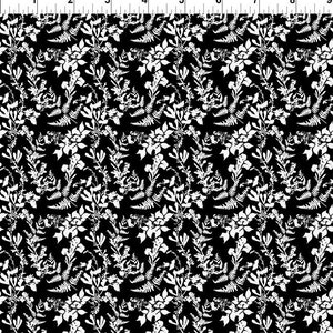 Garden Floral Decoupage Field Black and White 6DC-1 Floral Print by Jason Yenter for In the Beginning Fabrics, Quilting Cotton Active