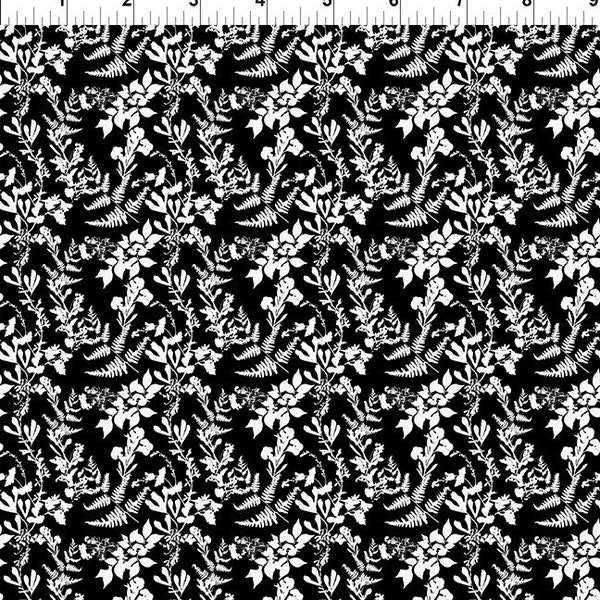 Garden Floral Decoupage Field Black and White 6DC-1 Floral Print by Jason Yenter for In the Beginning Fabrics, Quilting Cotton Active