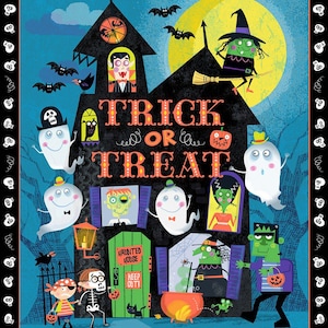 Haunted House Panel 36&quot; x 44&quot; from the Halloween Season Collection, Michael Miller, Quilting Cotton, Quilting, Sewing, Crafting 100% cotton