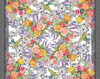 Garden Floral Decoupage Panel 1DC-1 Floral Print by Jason Yenter for In the Beginning Fabrics, Digital Print, Quilting Cotton