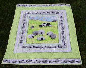 Lewe the Ewe Cheerful Toddler or Baby Boys Toddler Boys Minky Blanket Quilt Toddler Birthday Gift, Holidays or Baby Shower, Light Green