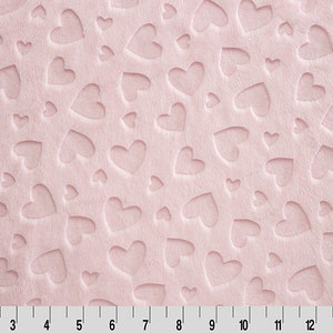 Blush Heart Embossed Shannon Cuddle Minky, Cut to Order, 3 mm Pile, Beautiful, Super Soft, Quilting, Sewing