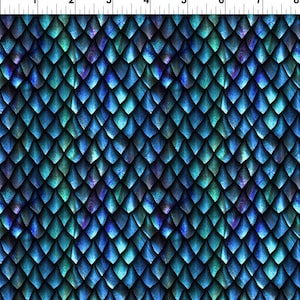 Blue Dragon Scales from the Blue Fury Dragon Collection, from In the Beginning, Blue Dragon Coordinating Fabric, 100% Quilt Cotton