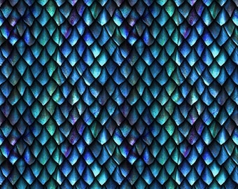 Blue Dragon Scales from the Blue Fury Dragon Collection, from In the Beginning, Blue Dragon Coordinating Fabric, 100% Quilt Cotton