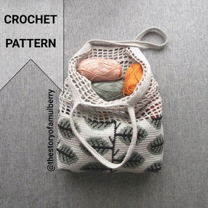 Phyllis Tapestry Crochet Market Bag Pattern | Leaf Design (PDF Pattern)