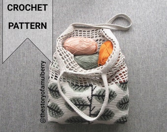 Phyllis Crochet Market Bag Pattern / Tapestry Crochet Pattern / Crochet Farmer's Market Bag / Crochet Market Tote Bag