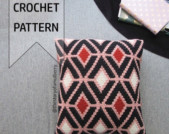 Amelia Tapestry Crochet Pillow Pattern / Modern Geometric Tapestry Crochet Pattern / Crochet Pillow Pattern