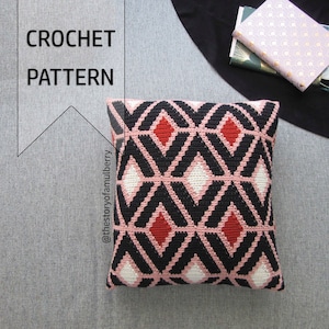 Amelia Tapestry Crochet Pillow Pattern / Modern Geometric Tapestry Crochet Pattern / Crochet Pillow Pattern