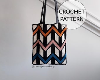 Ezra Tapestry Crochet Tote Pattern | Geometric Retro Design (PDF Pattern)