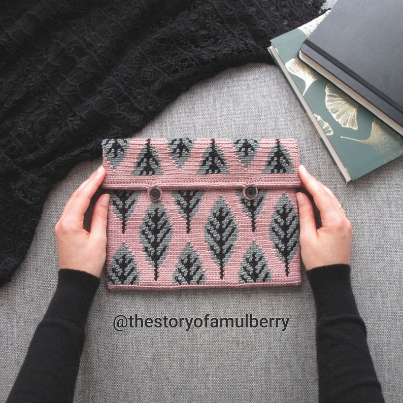 Feuille Tapestry Crochet Pattern / Leaf Crochet Pattern / Tapestry Crochet Bag Pattern image 8