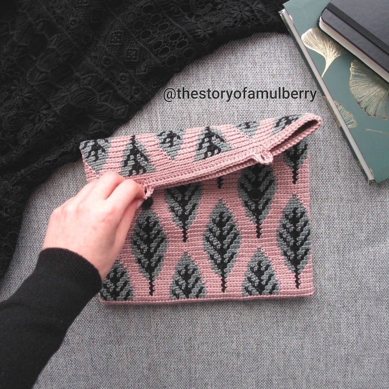 Feuille Tapestry Crochet Pattern / Leaf Crochet Pattern / Tapestry Crochet Bag Pattern image 6