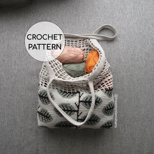 Phyllis Tapestry Crochet Market Bag Pattern | Leaf Design (PDF Pattern)