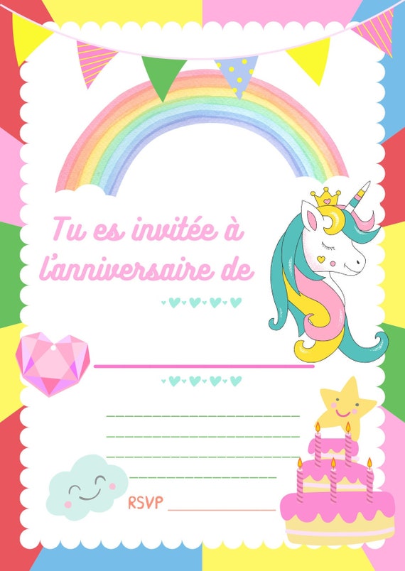 Invitation Anniversaire En Francais Telechargeable A Imprimer Etsy
