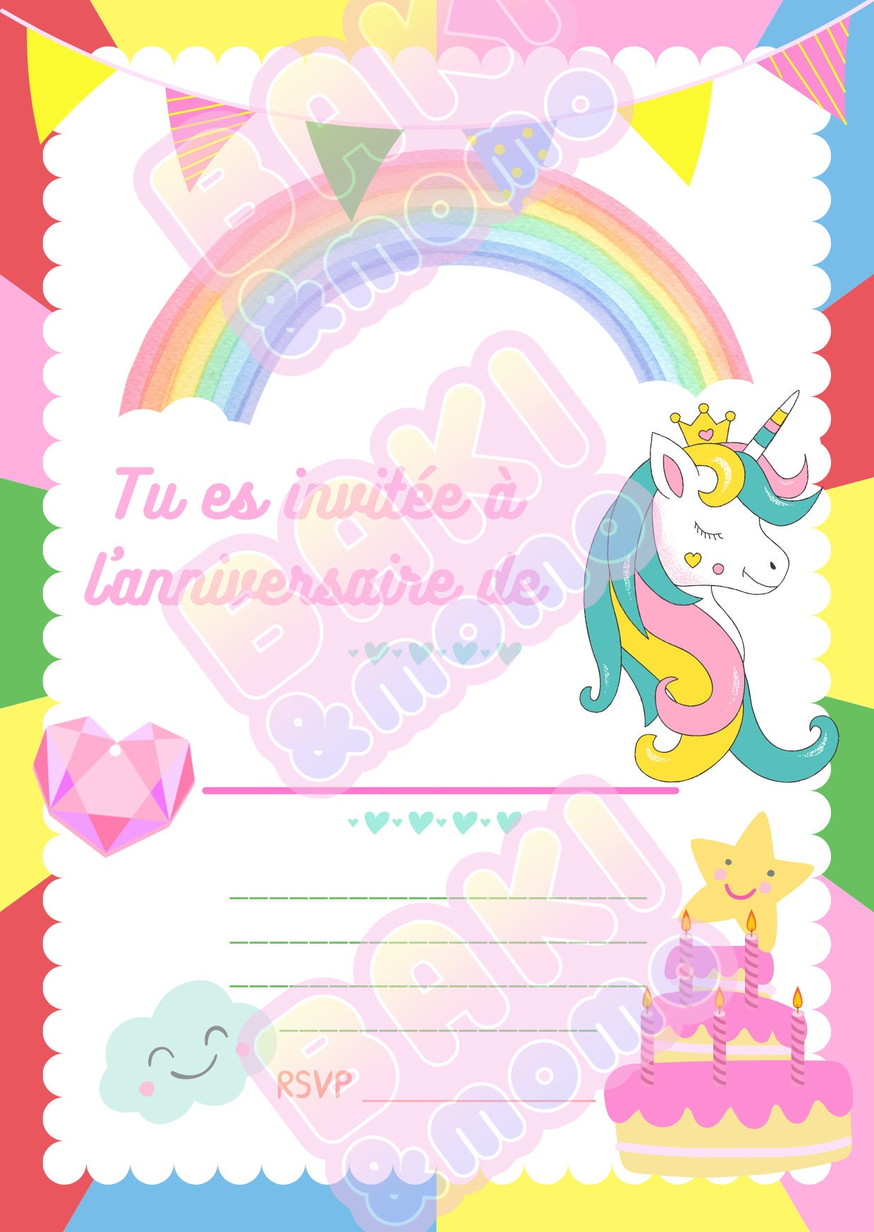Invitation Anniversaire En Francais Telechargeable A Imprimer Etsy France