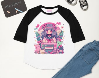 T-shirt manga pour enfants, t-shirt anime pour enfants, t-shirt manga, t-shirt anime, chemise enfant à manches 3/4, t-shirt à manches 3/4